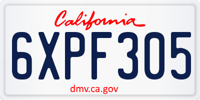 CA license plate 6XPF305