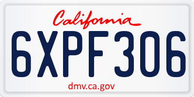 CA license plate 6XPF306