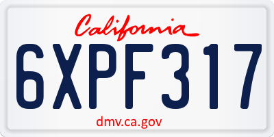 CA license plate 6XPF317