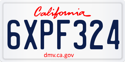 CA license plate 6XPF324