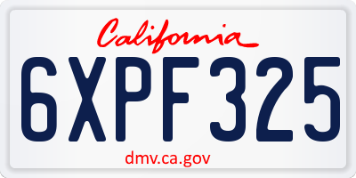 CA license plate 6XPF325