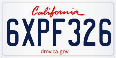 CA license plate 6XPF326