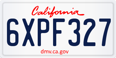 CA license plate 6XPF327