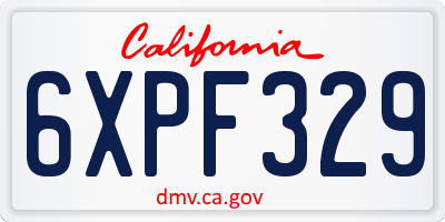 CA license plate 6XPF329