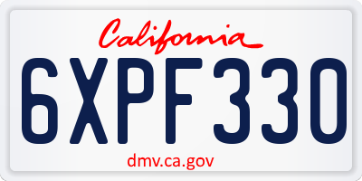 CA license plate 6XPF330