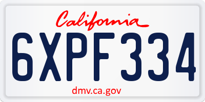 CA license plate 6XPF334