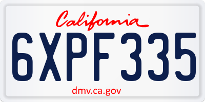 CA license plate 6XPF335