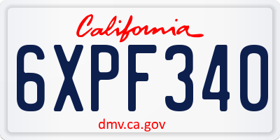 CA license plate 6XPF340