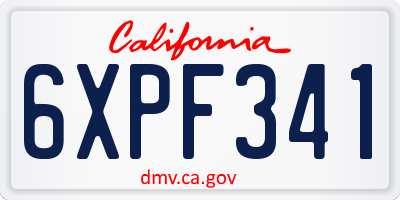CA license plate 6XPF341