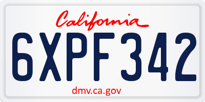CA license plate 6XPF342