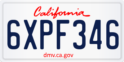 CA license plate 6XPF346