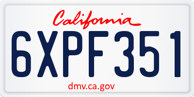 CA license plate 6XPF351