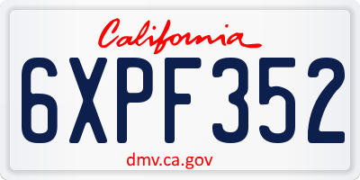 CA license plate 6XPF352