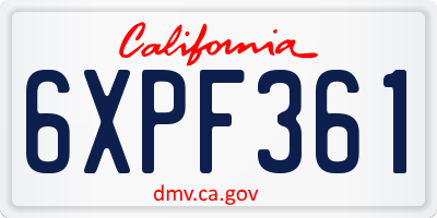 CA license plate 6XPF361