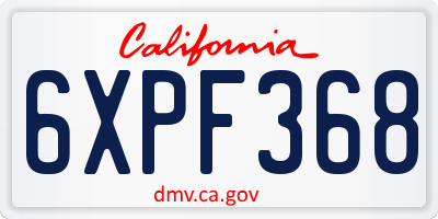 CA license plate 6XPF368