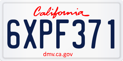 CA license plate 6XPF371