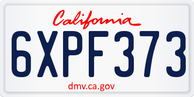CA license plate 6XPF373