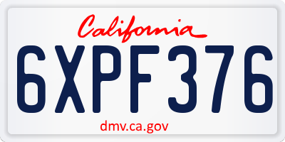 CA license plate 6XPF376