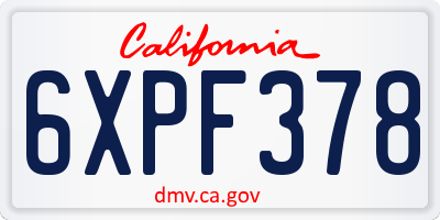 CA license plate 6XPF378