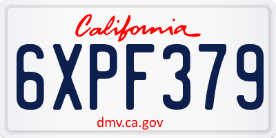 CA license plate 6XPF379