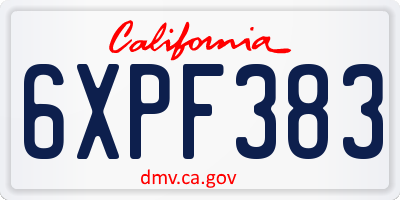 CA license plate 6XPF383