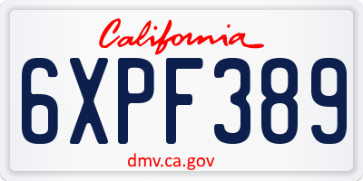 CA license plate 6XPF389