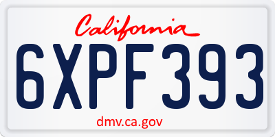 CA license plate 6XPF393