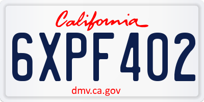 CA license plate 6XPF402
