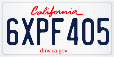 CA license plate 6XPF405