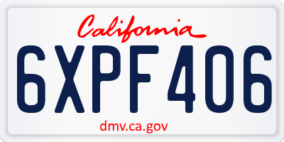 CA license plate 6XPF406