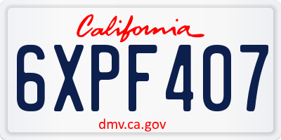 CA license plate 6XPF407