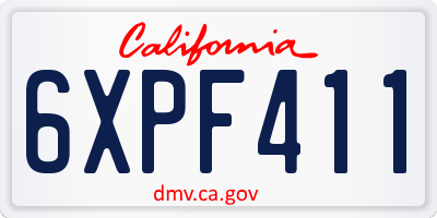 CA license plate 6XPF411
