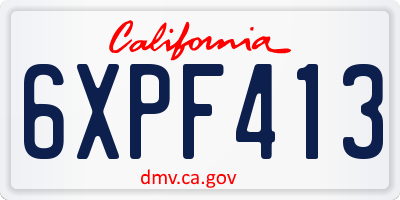 CA license plate 6XPF413