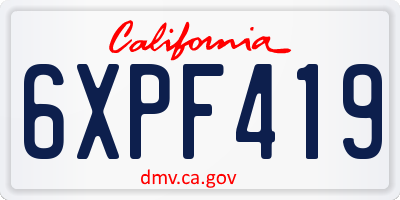 CA license plate 6XPF419