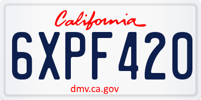 CA license plate 6XPF420