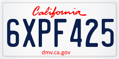 CA license plate 6XPF425