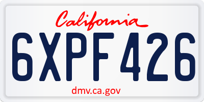 CA license plate 6XPF426