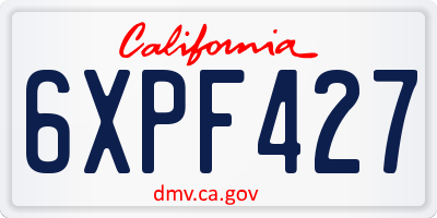 CA license plate 6XPF427