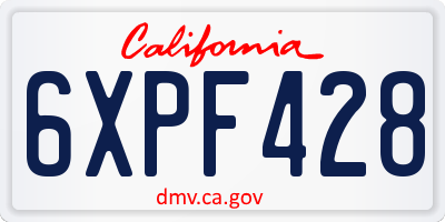 CA license plate 6XPF428