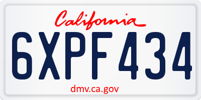 CA license plate 6XPF434