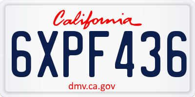 CA license plate 6XPF436