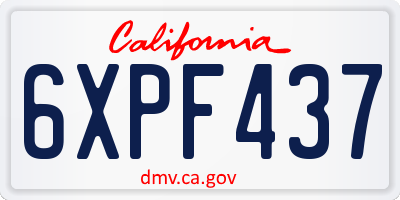 CA license plate 6XPF437
