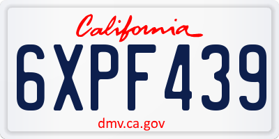 CA license plate 6XPF439
