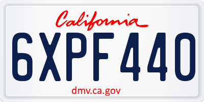 CA license plate 6XPF440