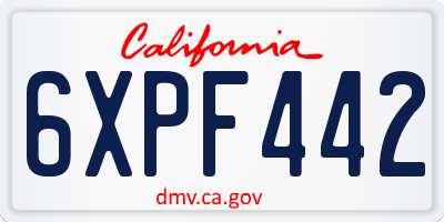 CA license plate 6XPF442