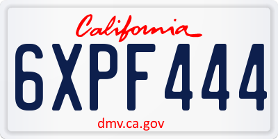 CA license plate 6XPF444