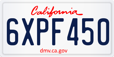 CA license plate 6XPF450