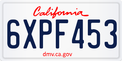 CA license plate 6XPF453