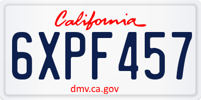 CA license plate 6XPF457