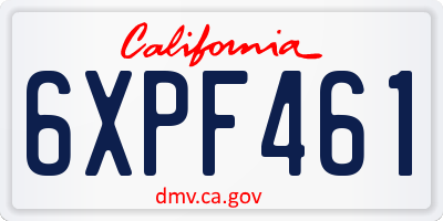CA license plate 6XPF461